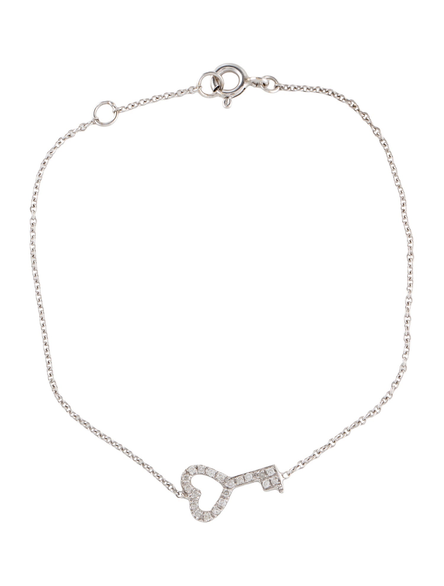 Bracelet 18K Diamond Heart Key Station Bracelet